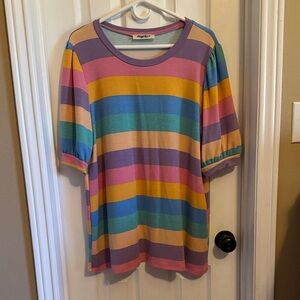 Vibrant Striped Short Sleeve Top